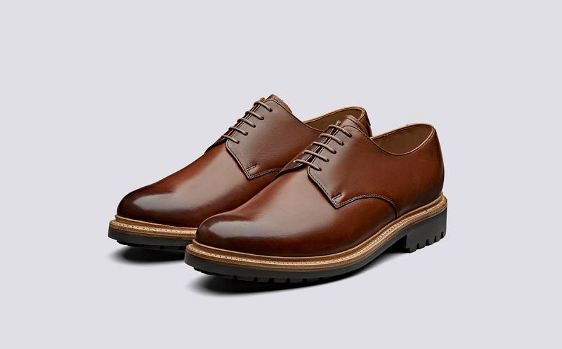 Grenson Curt Mens Shoes - Brown Handpainted Leather YD8179